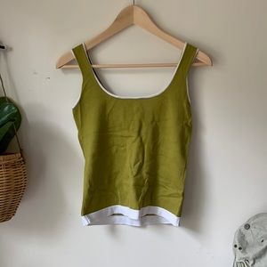 Vintage Green and White Knit Tank